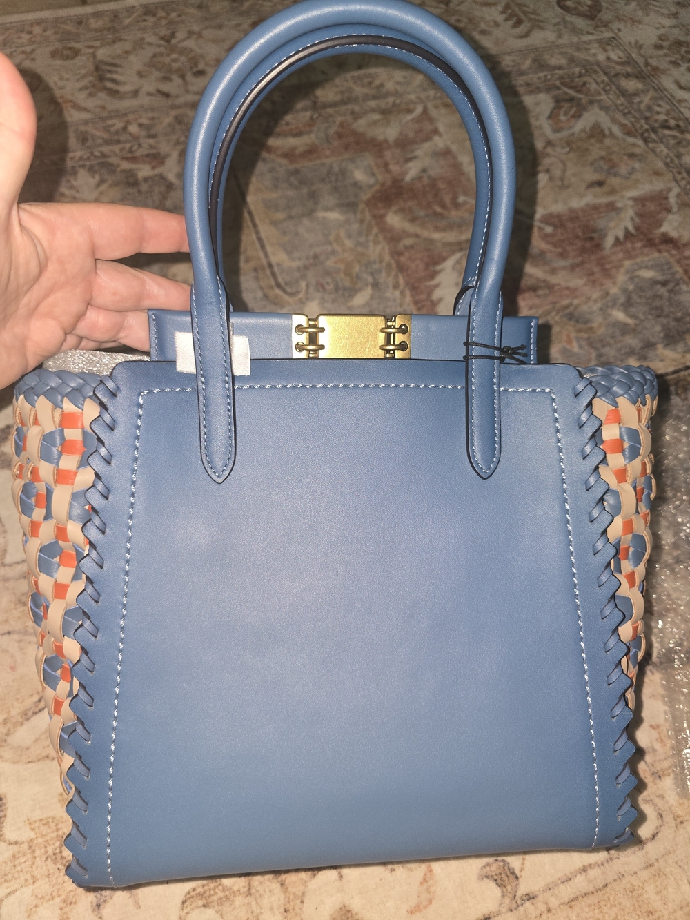 Coach Troupe Tote In Blue Lake With Multicolored Weaving - Picture 7 of 11